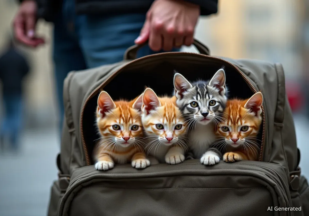 У центрі Львова врятували чотирьох котів, яких жінка тримала в сумках