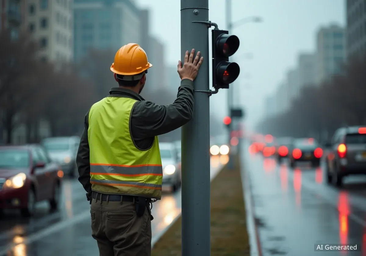 У Львові на вулиці Стрийській встановлюють новий світлофор